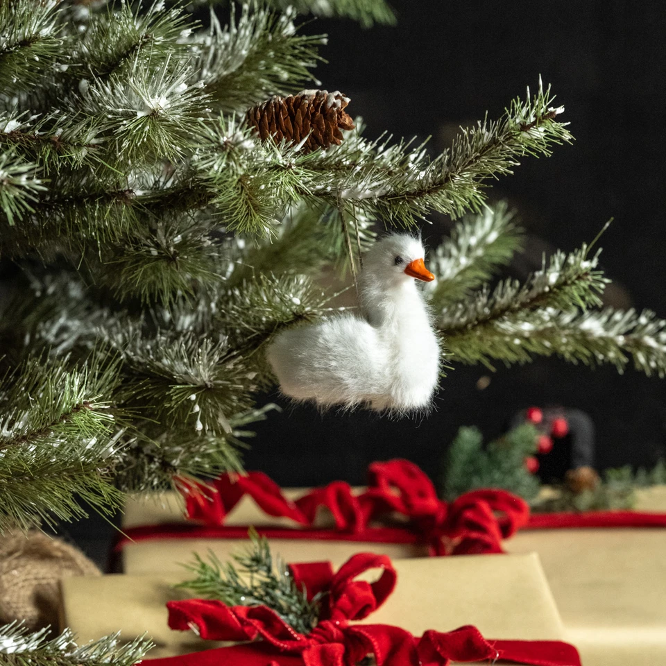 3.5" SITTING FLUFFY GOOSE ORNAMENT