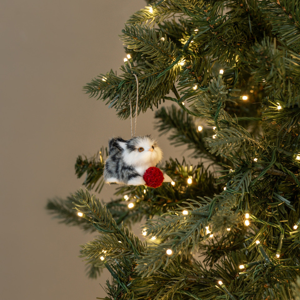 PLAYFUL GREY & WHITE KITTEN ORNAMENT