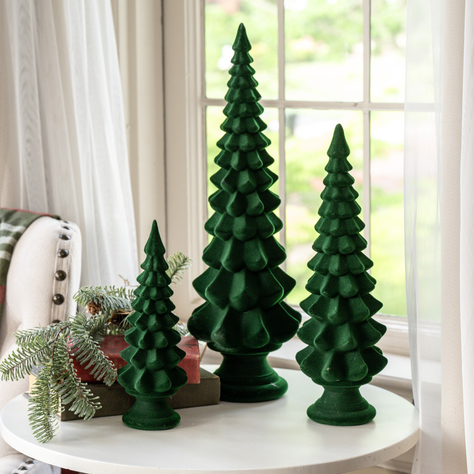 19" GREEN FLOCKED TREE