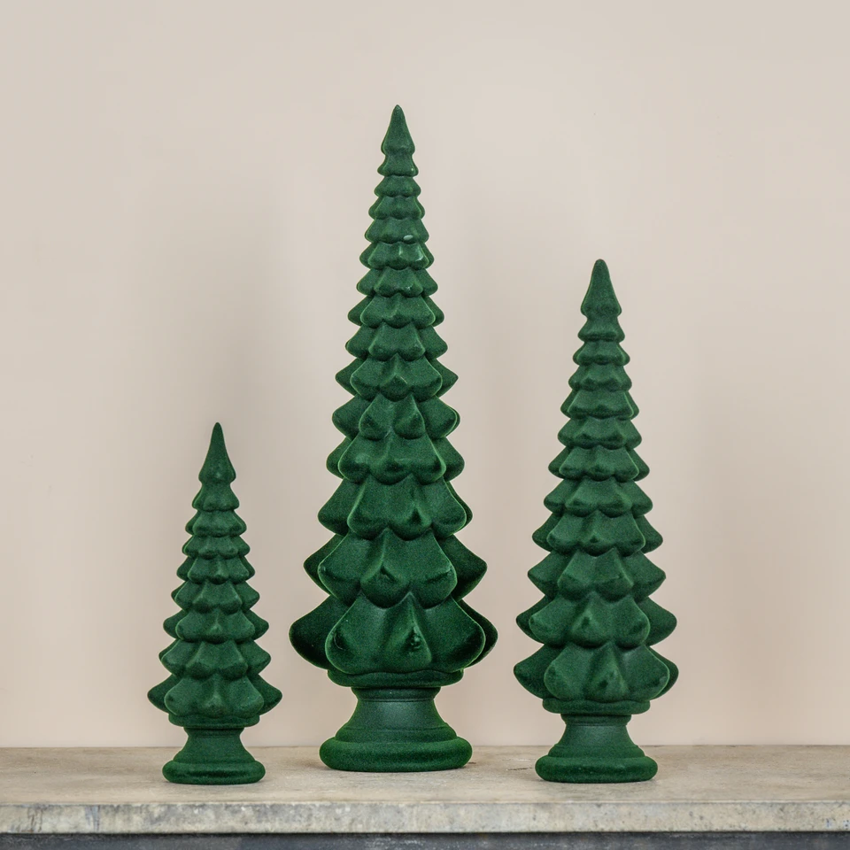 14.75" GREEN FLOCKED TREE