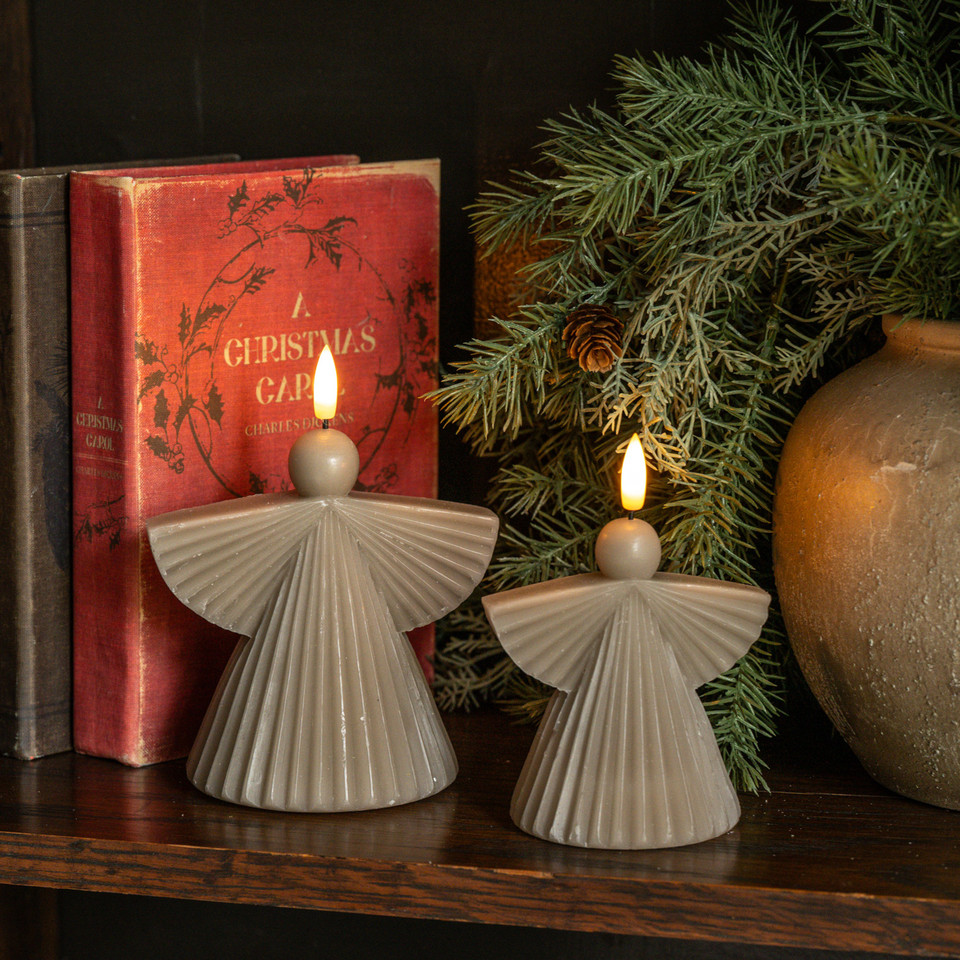 4.25" TAUPE ANGEL 3D FLAME CANDLE