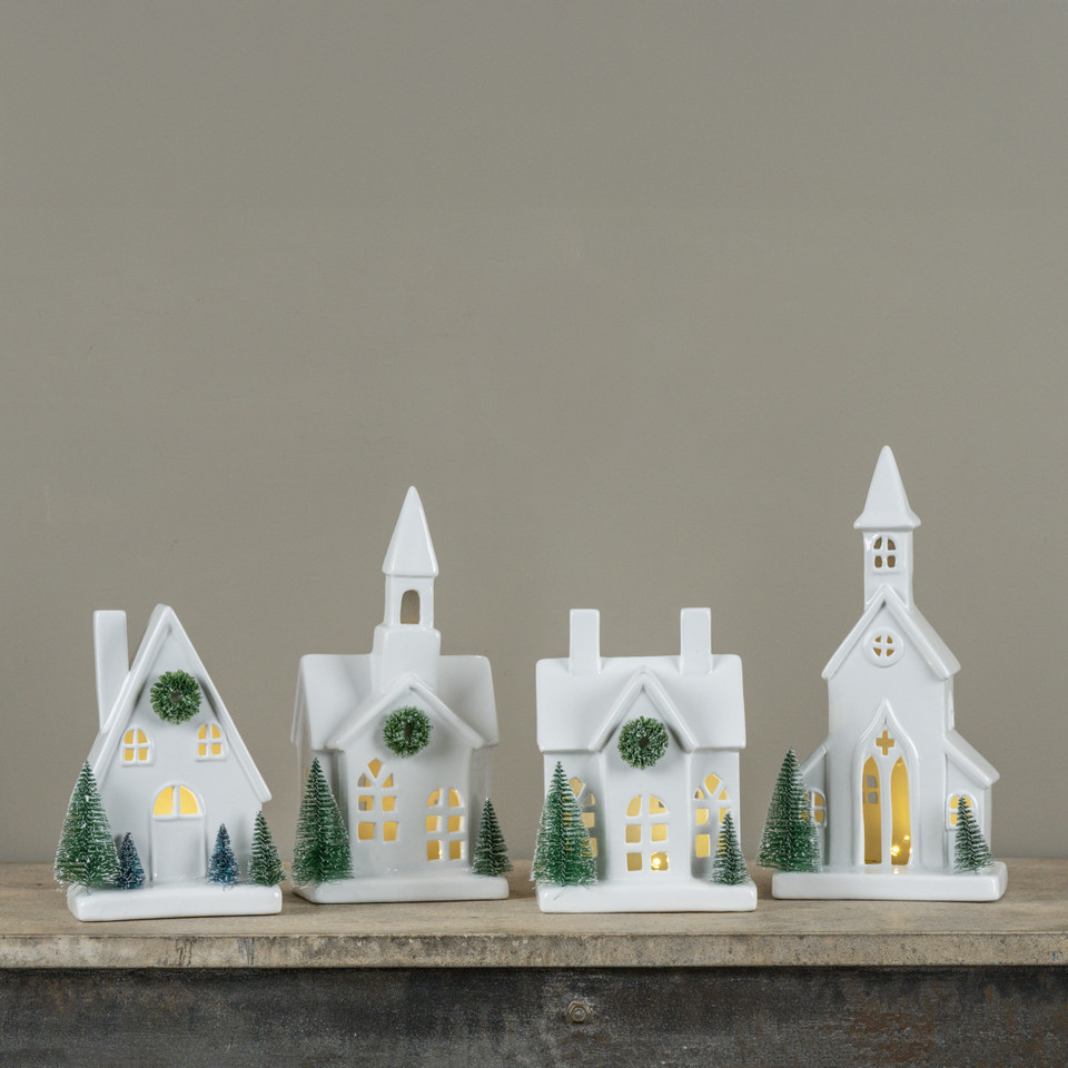 7.75" LIGHTED CERAMIC HOLIDAY HOUSE