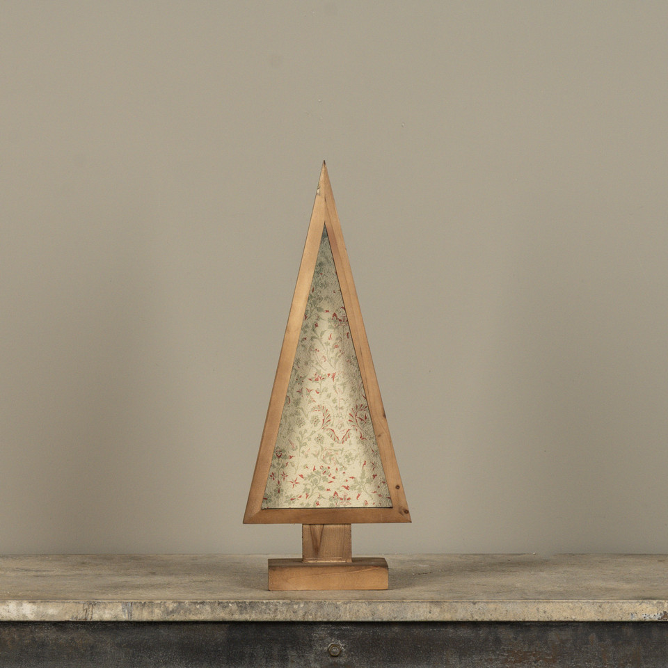 17" FRAMED RED & GREEN WALLPAPER TREE