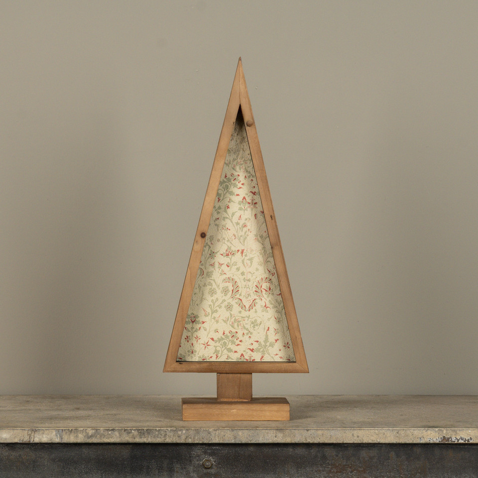 20" FRAMED RED & GREEN WALLPAPER TREE