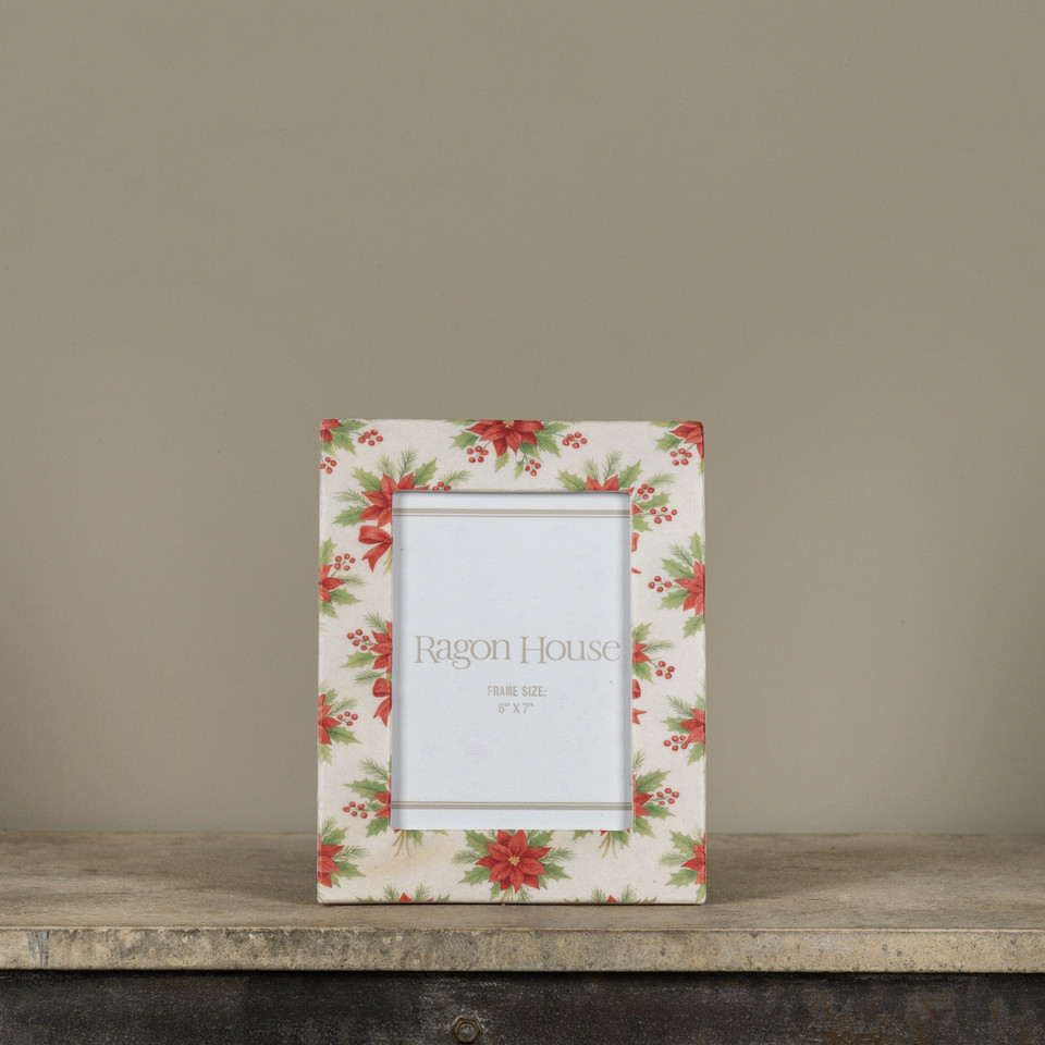 5" X 7" POINSETTIA PHOTO FRAME