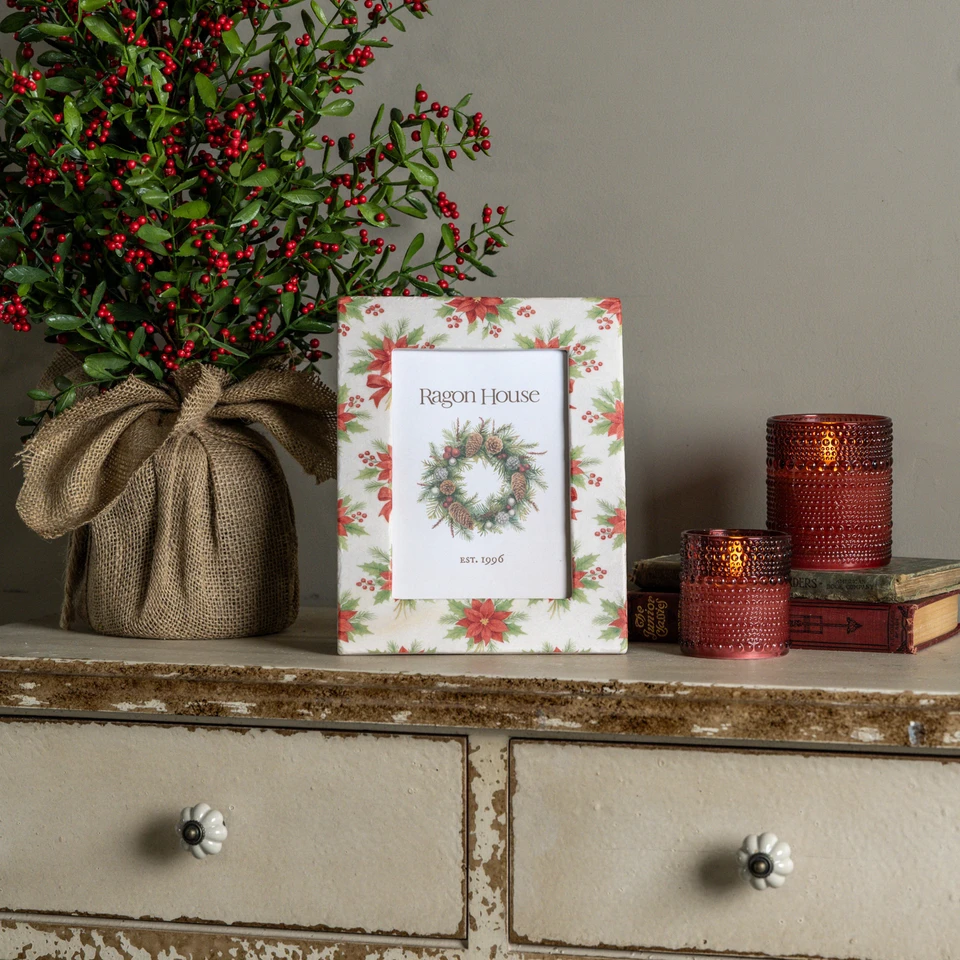 5" X 7" POINSETTIA PHOTO FRAME