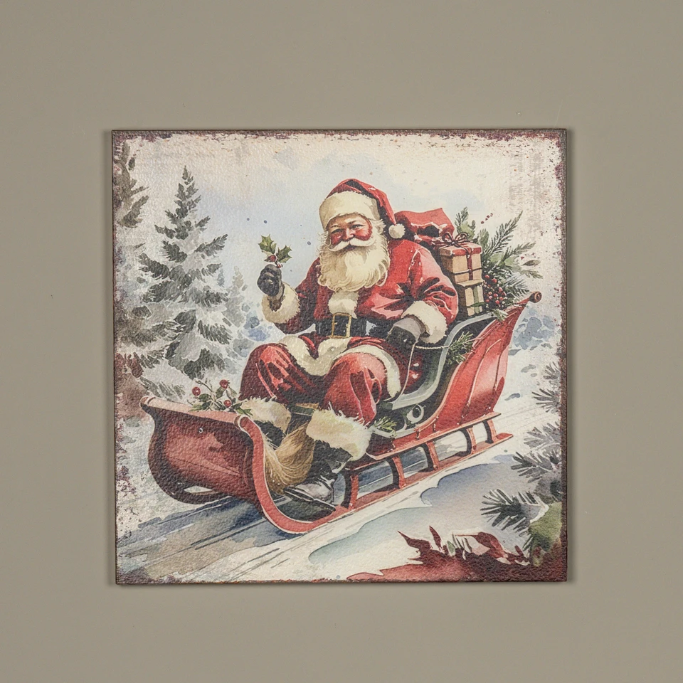 18" SLEIGHING SANTA PRINT