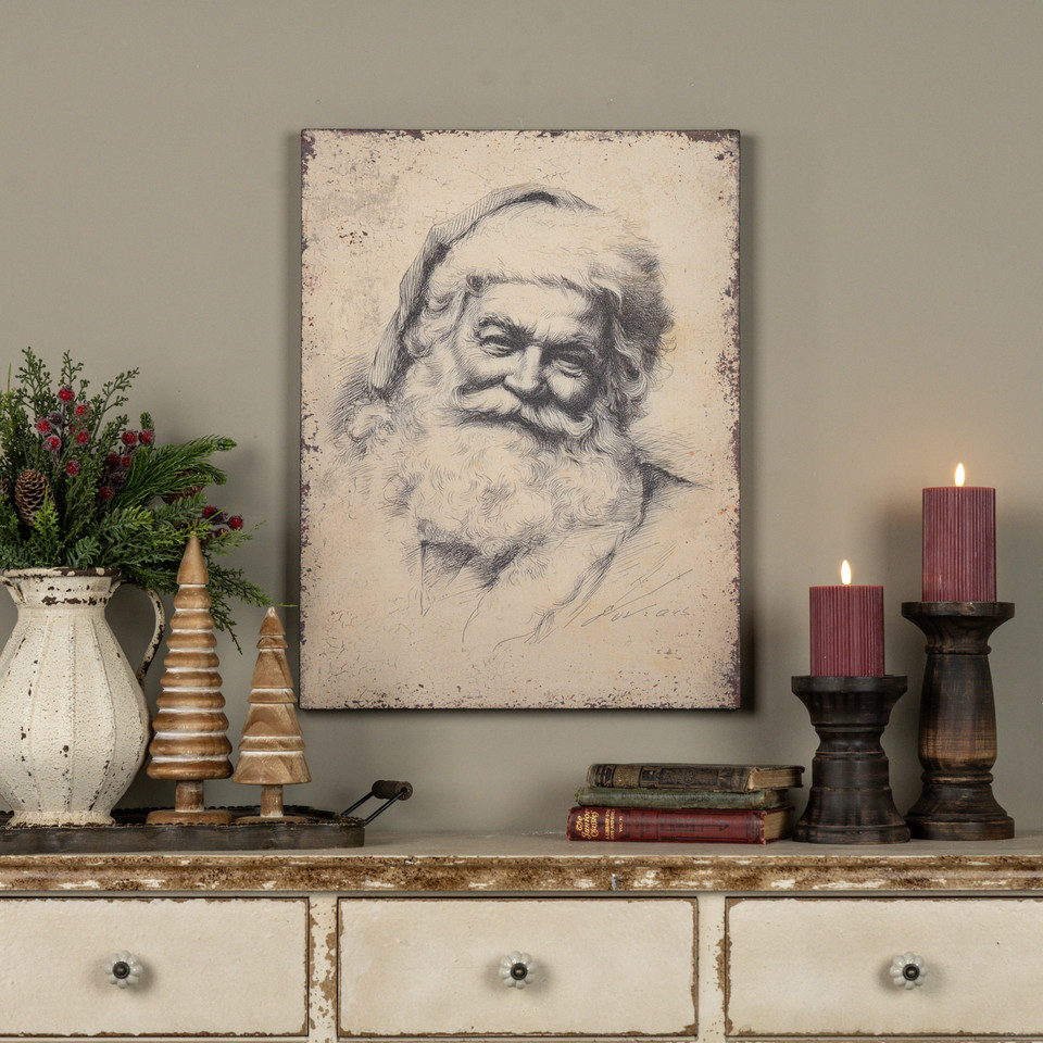 24" VINTAGE SANTA SKETCH PRINT
