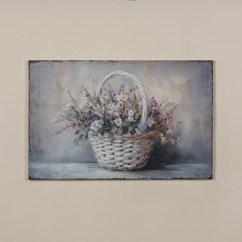 28" X 18" SPRING FLORAL BASKET PRINT