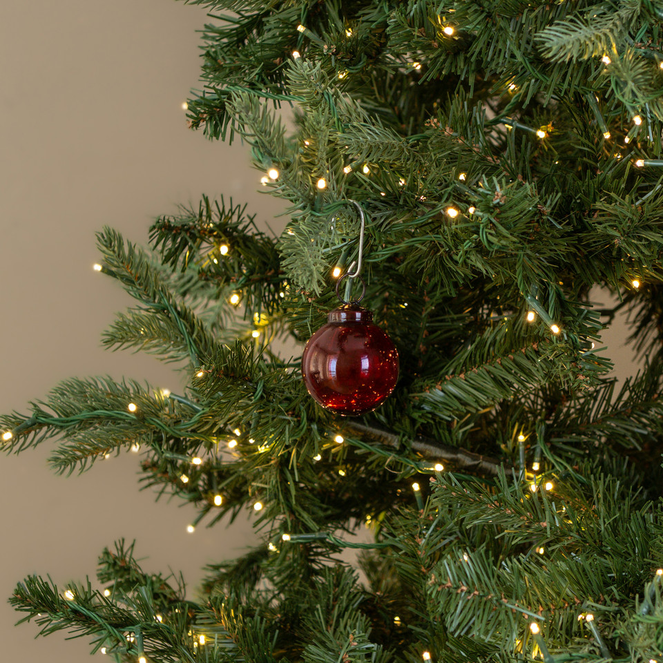 2" TRANSPARENT RED GLASS ORNAMENT