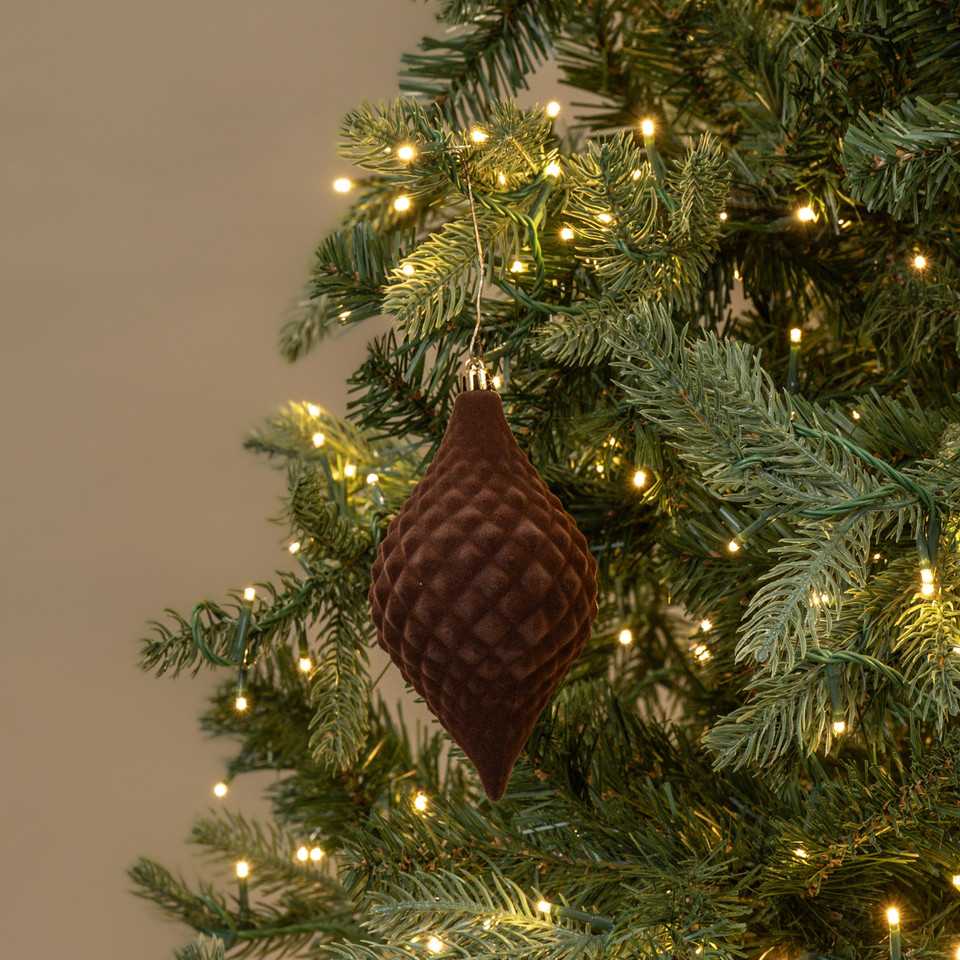 6" DARK BROWN FLOCKED FINIAL ORNAMENT