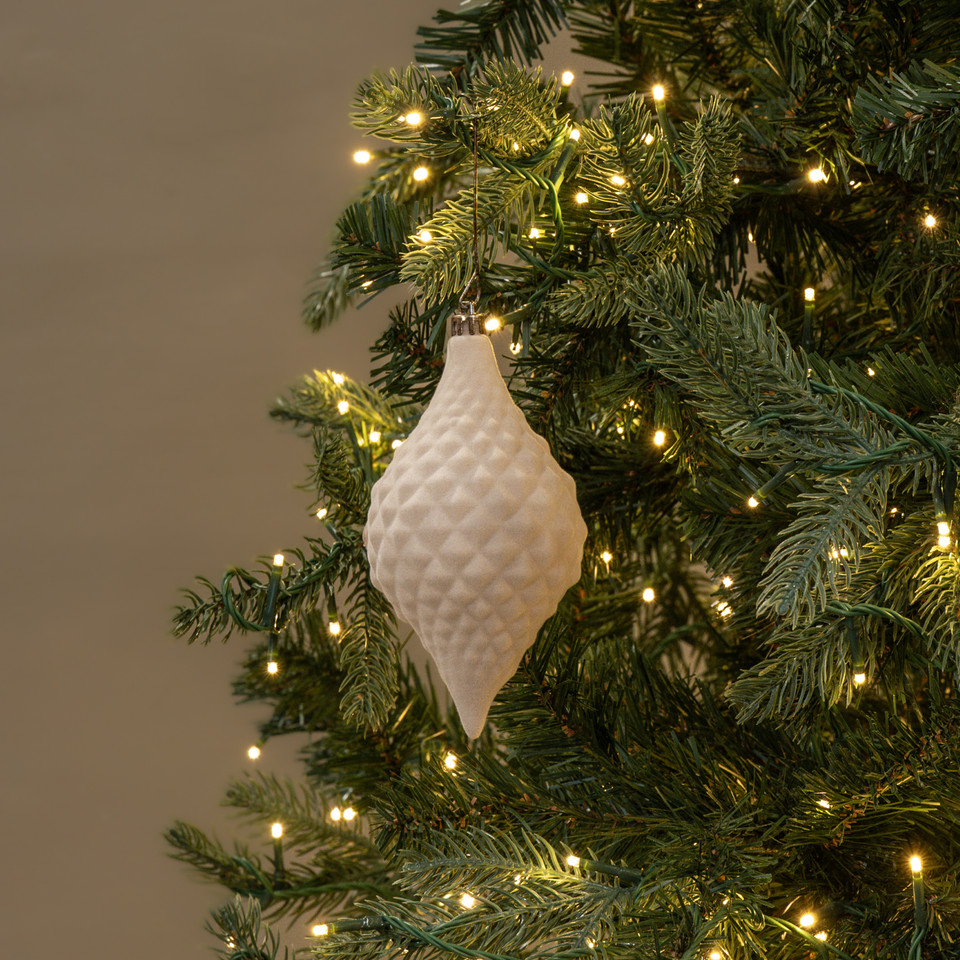 6" CREAM FLOCKED FINIAL ORNAMENT