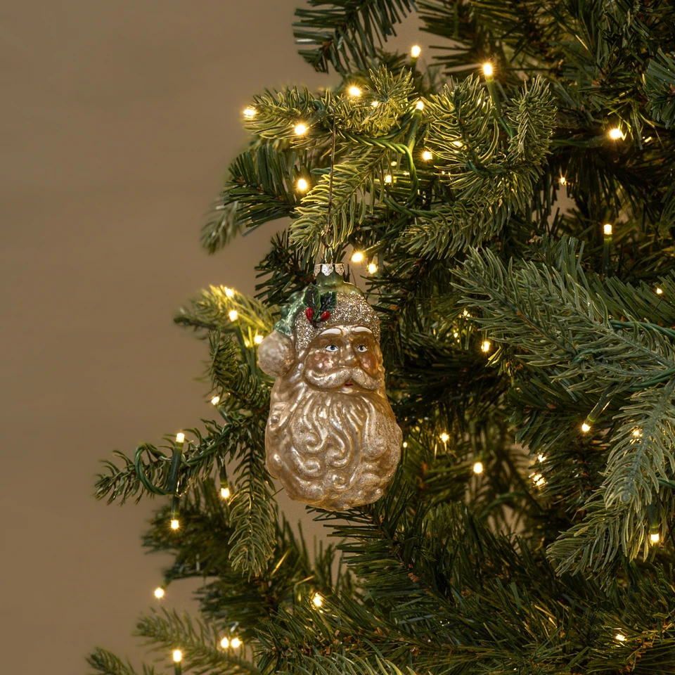 SANTA HEAD W/ GREEN HAT ORNAMENT