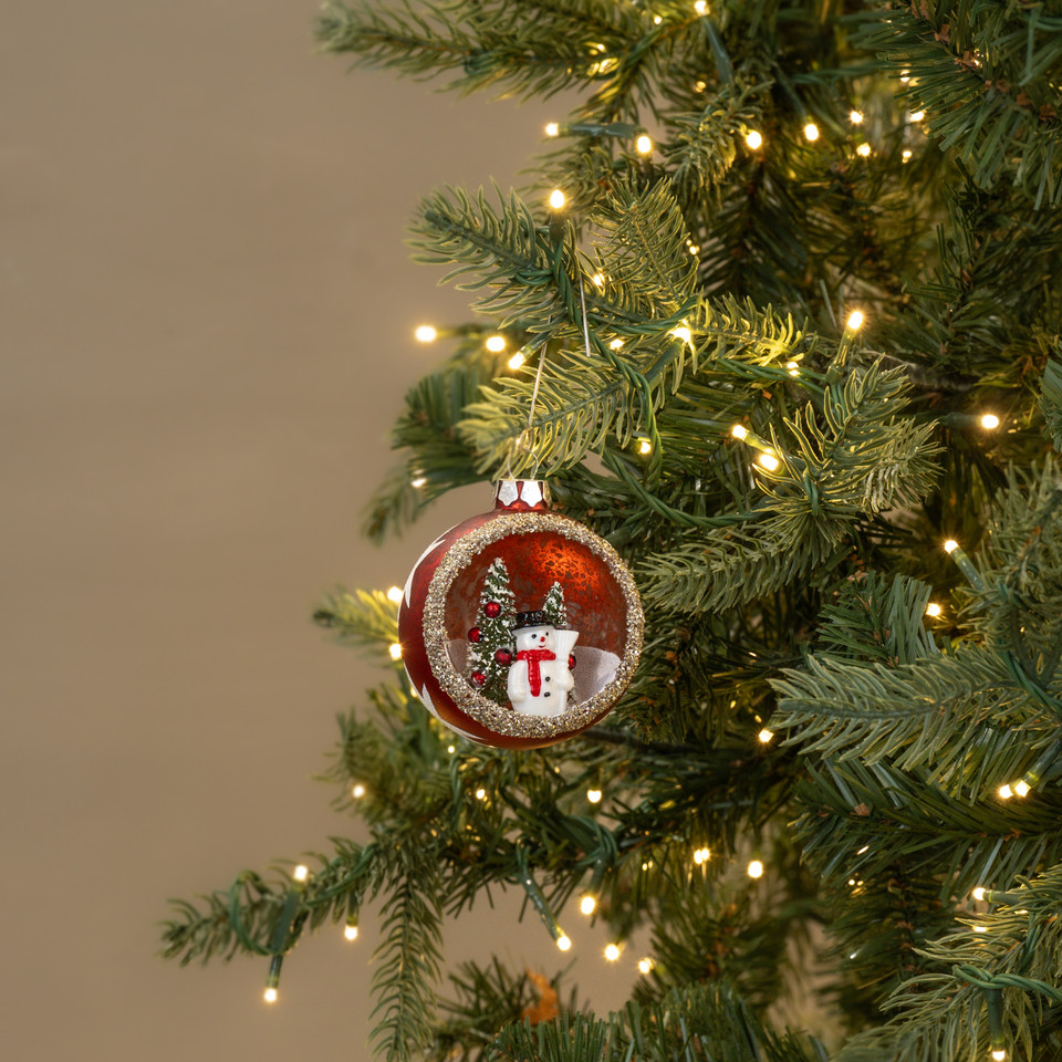 SNOWMAN IN OPEN GLOBE ORNAMENT