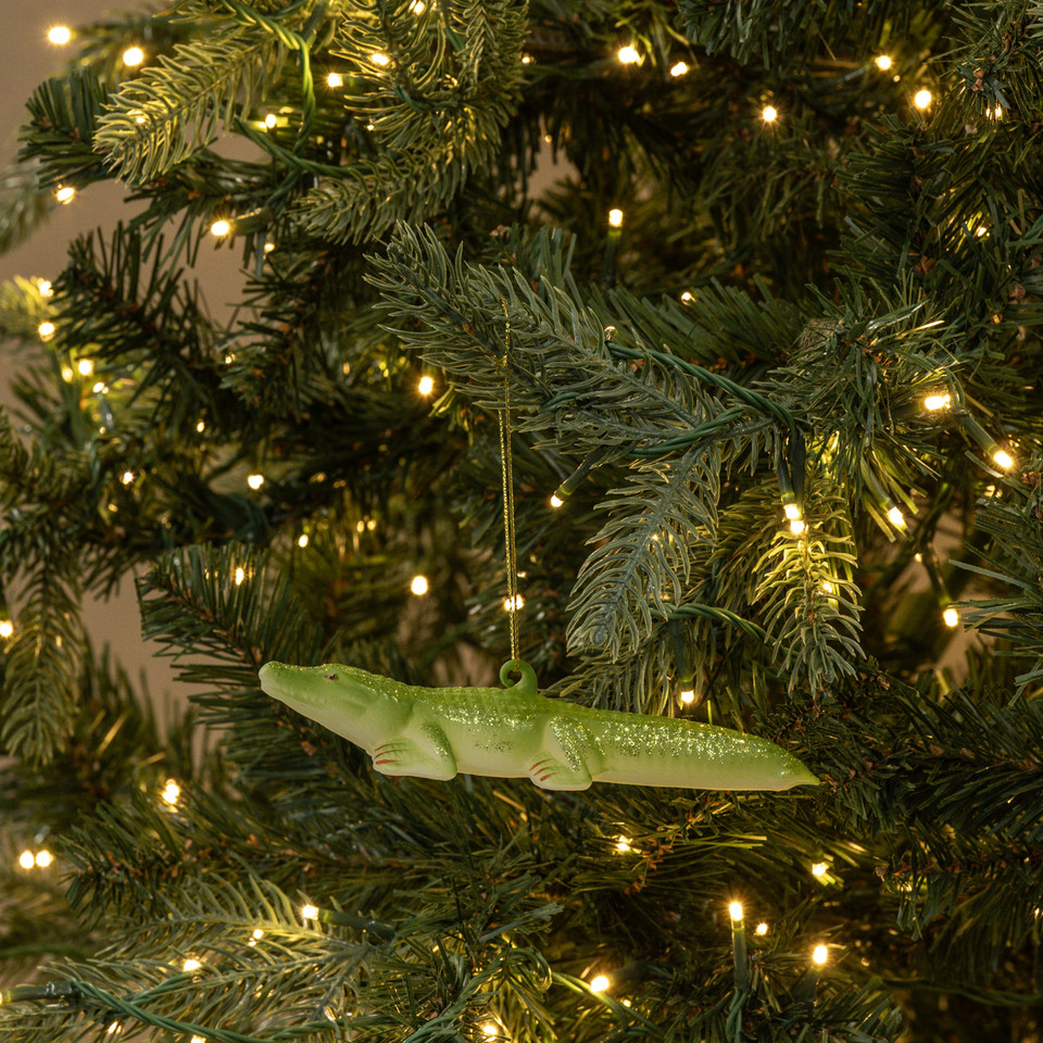 GLITTERED ALLIGATOR ORNAMENT