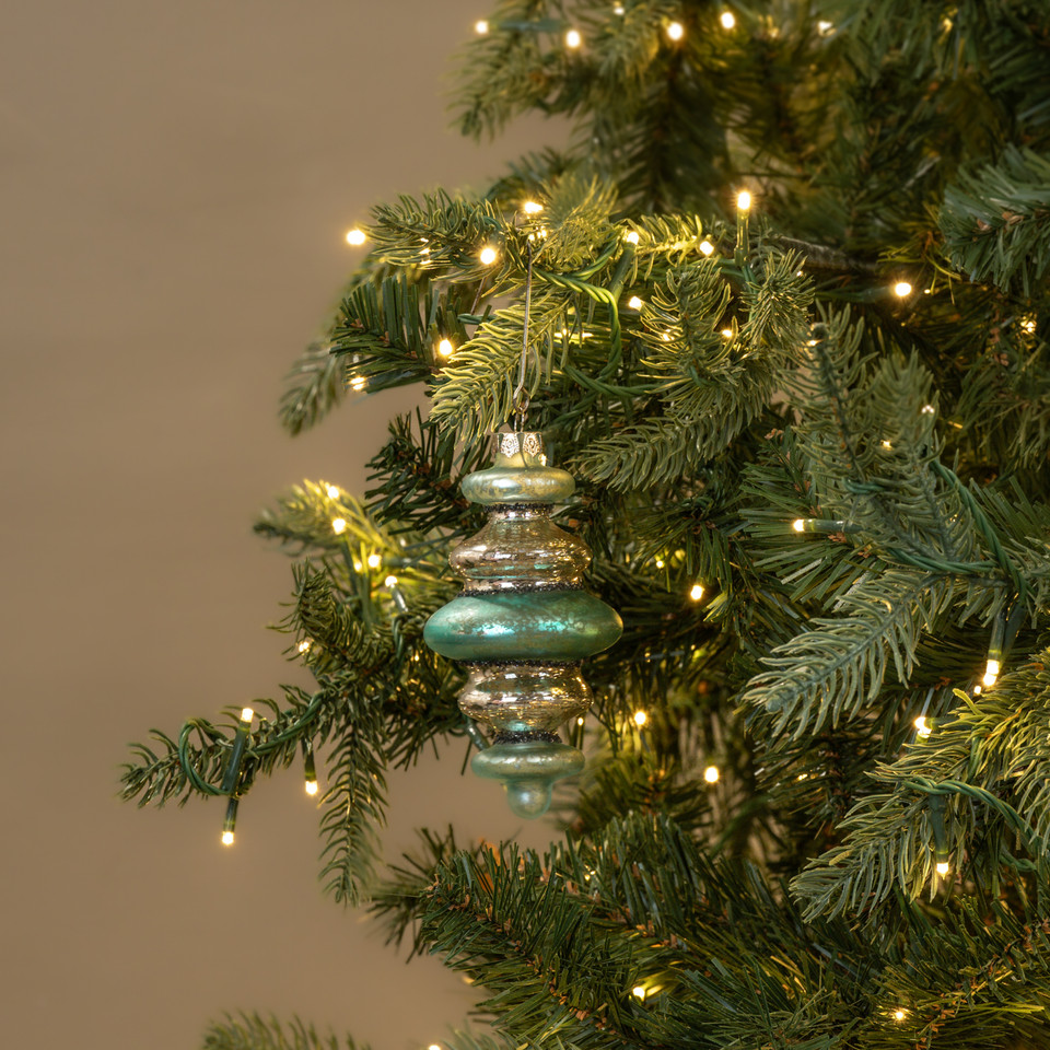 5" TEAL & SILVER FINIAL ORNAMENT
