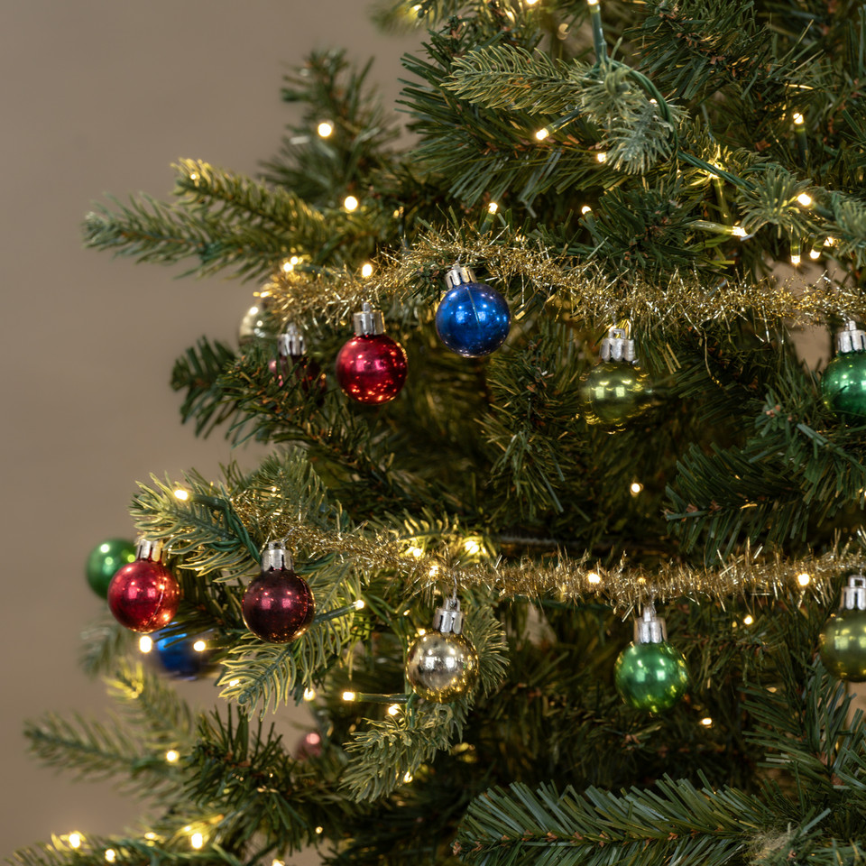6' MULTI-COLORED BALLS ON GOLD TINSEL