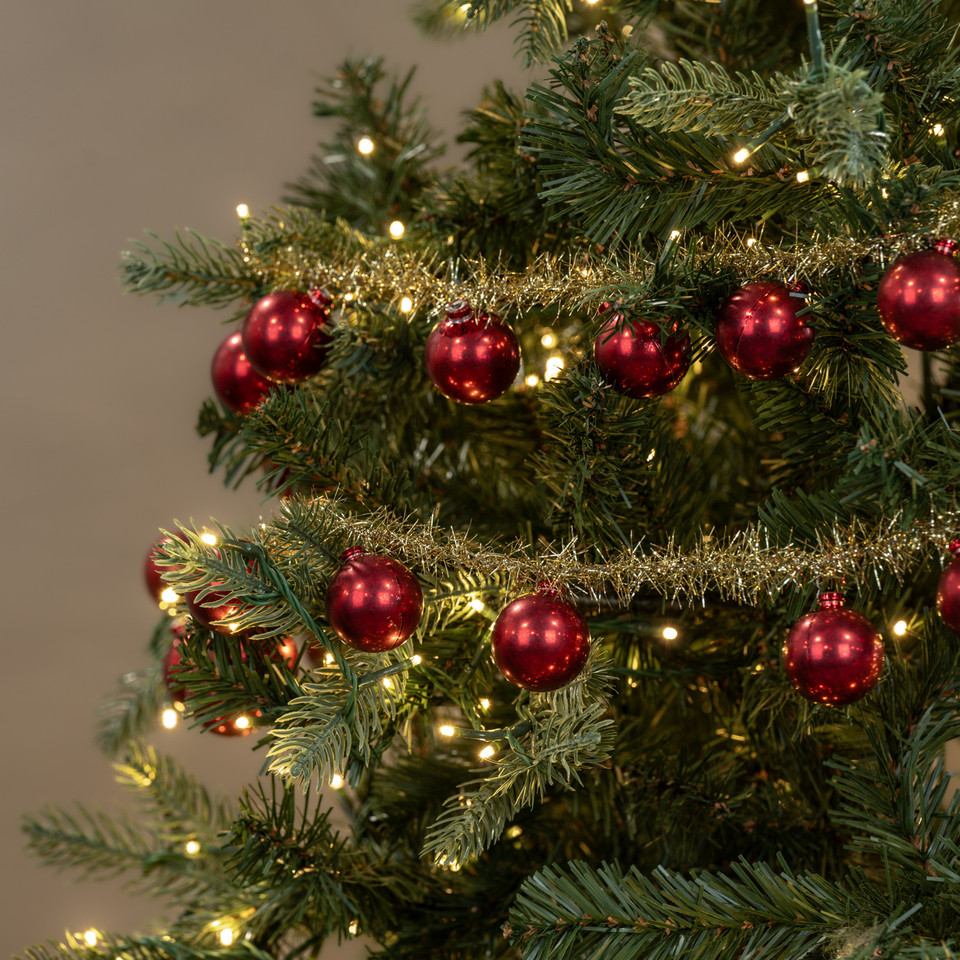 6' GOLD TINSEL & RED BALL GARLAND