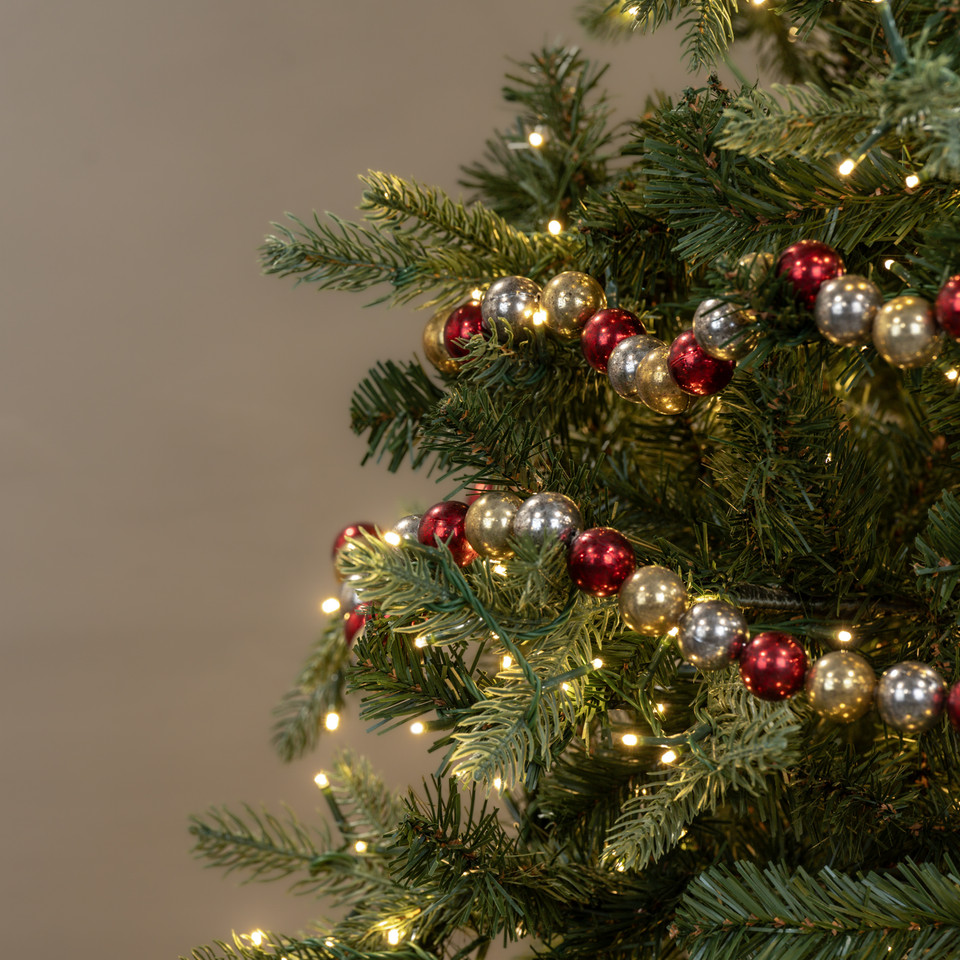 6' GOLD, RED & SILVER BALL GARLAND