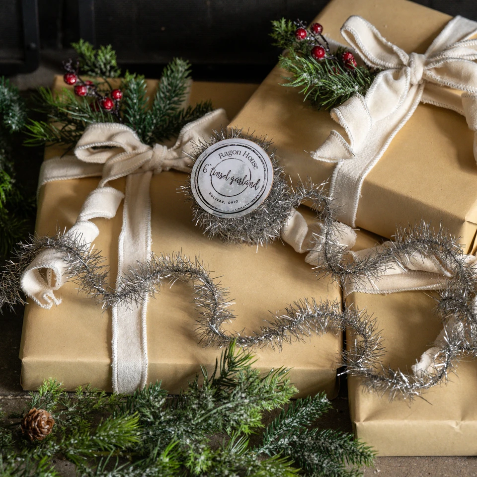 6' SILVER VINTAGE TINSEL GARLAND