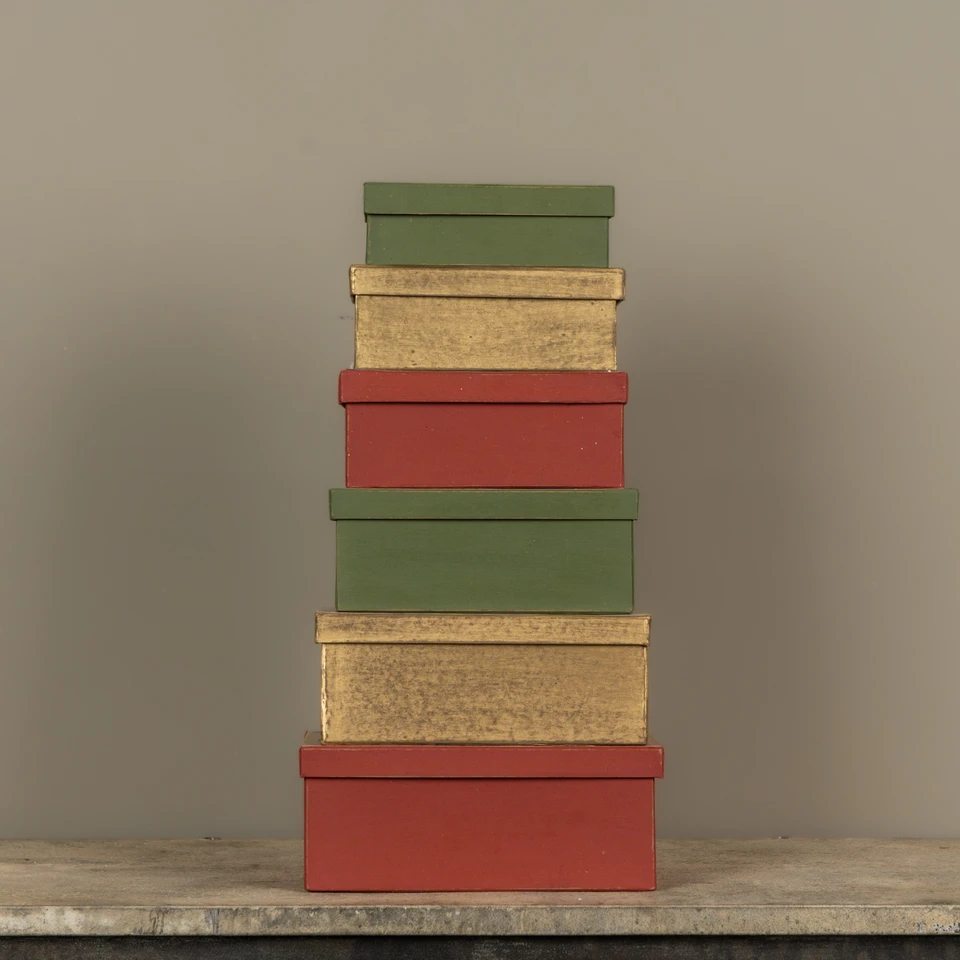 SET/ 6 STACKING BOXES W/ SNOWMEN