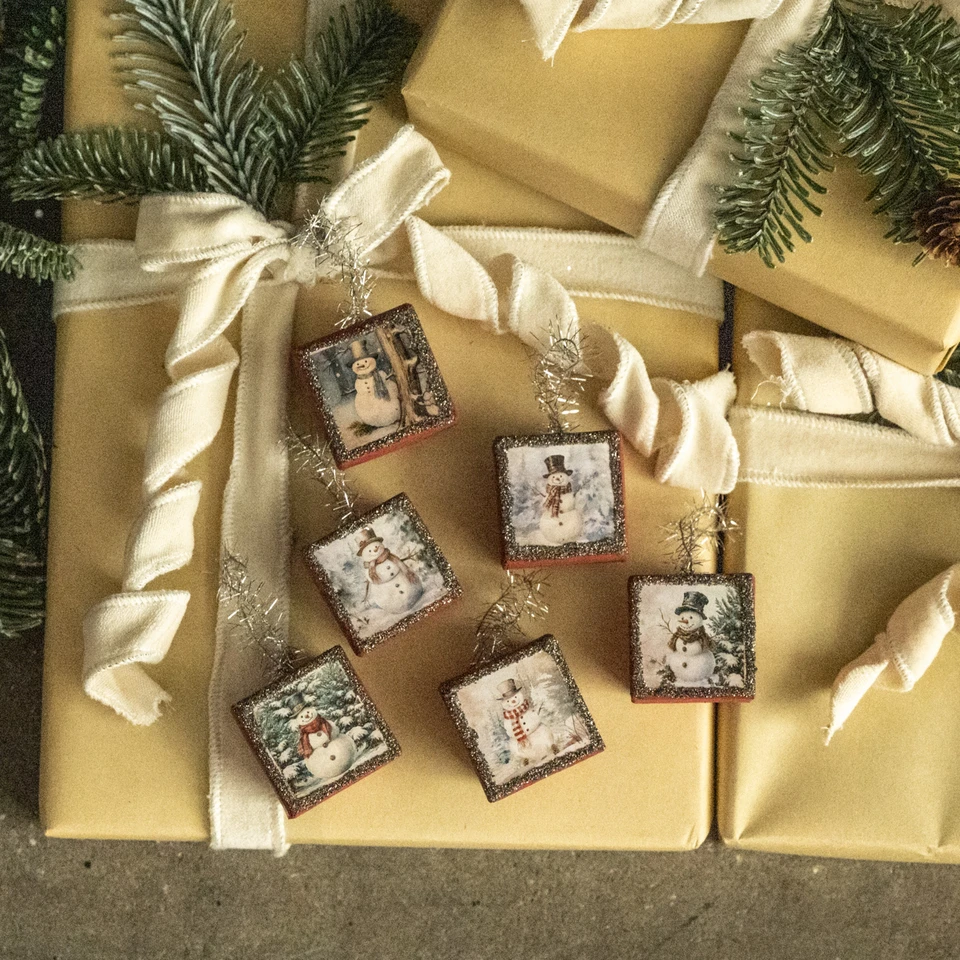 SET/ 6 SNOWMAN ORNAMENT BOXES