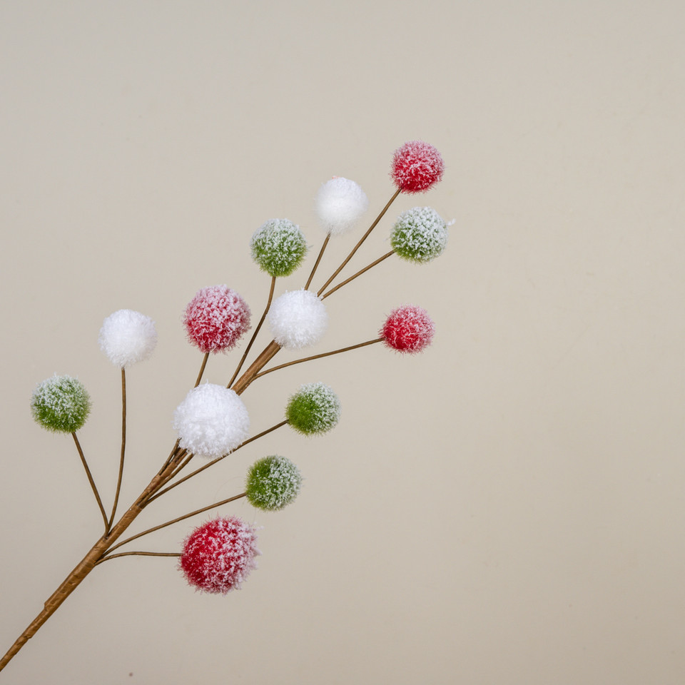 32.25" SNOWY GREEN, RED & WHITE BALL PICK