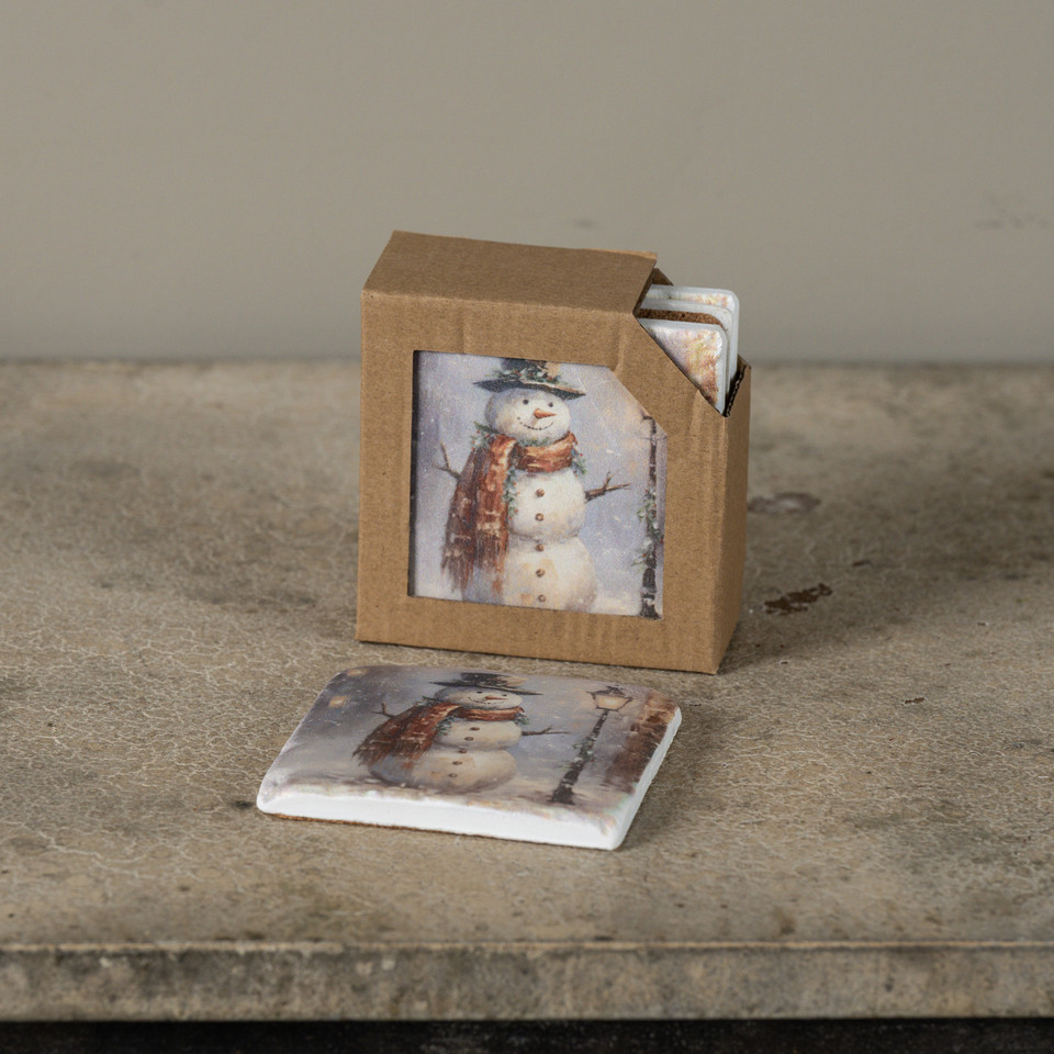 SET/4 FREDRICK SNOWMAN COASTERS