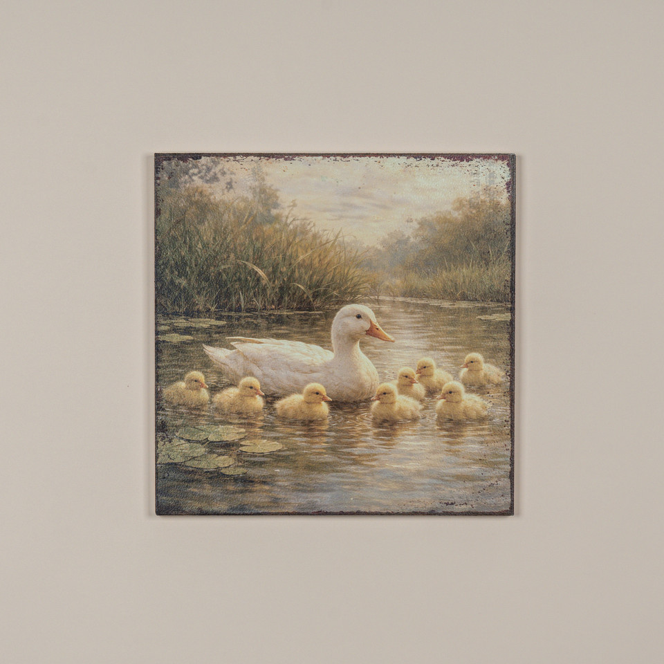 18" SWIMMING DUCK FAMILY PRINT