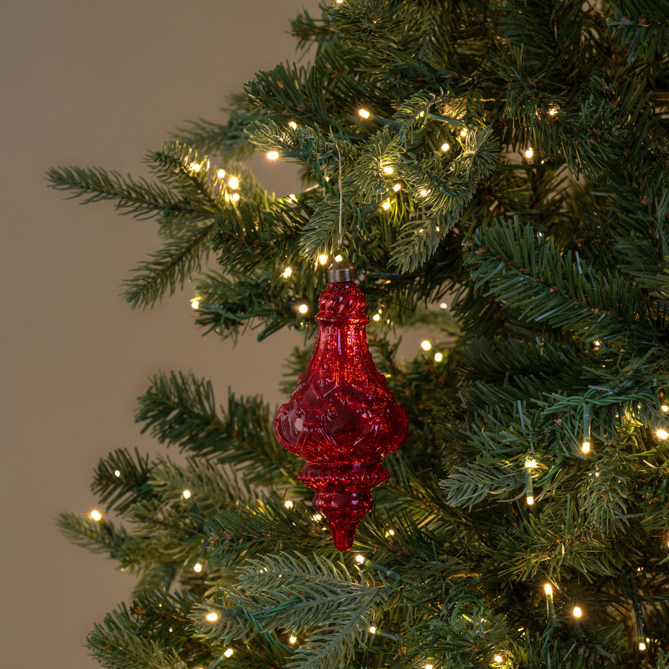 RED GLASS FINIAL ORNAMENT