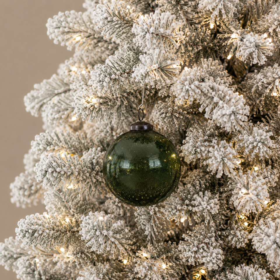 3" TRANSPARENT GREEN GLASS ORNAMENT