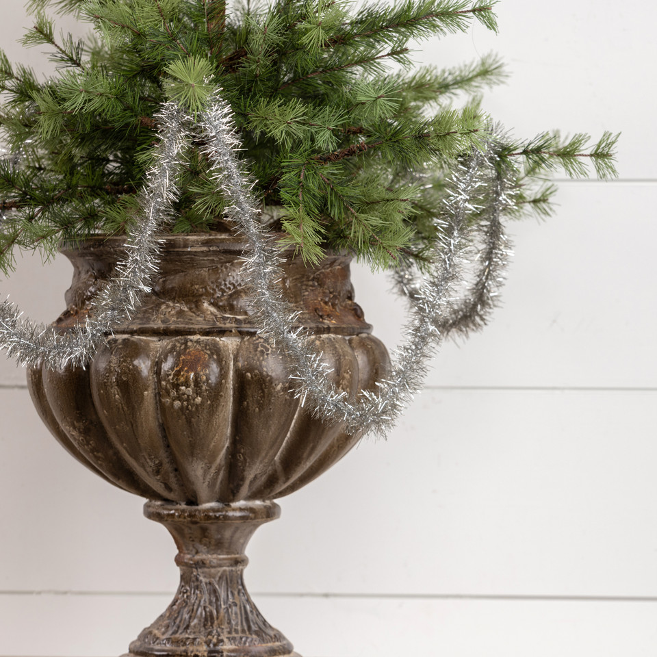 9'  VINTAGE SILVER TINSEL GARLAND