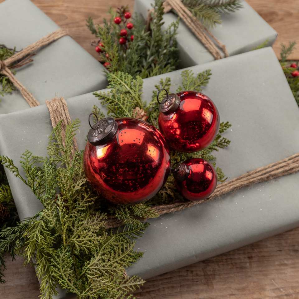 3" RED KUGEL ORNAMENT