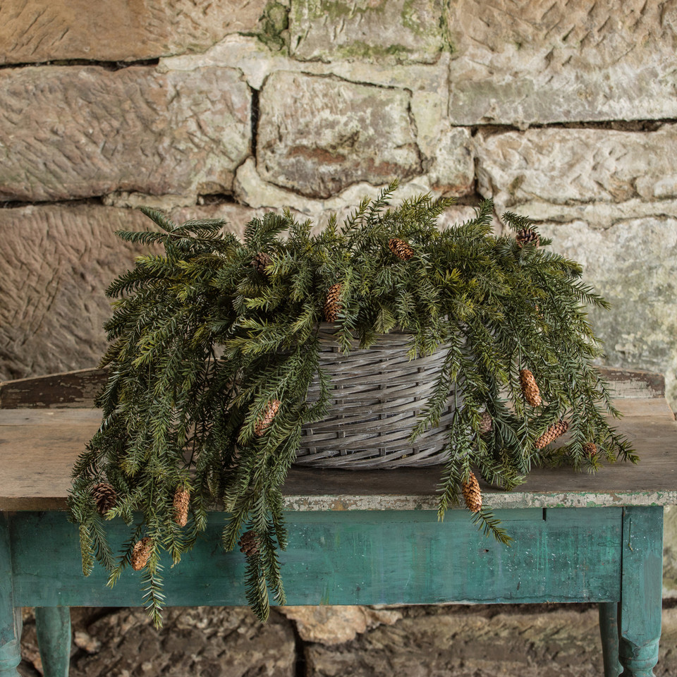 34" DRAPING PINE BUSH WITH PINECONES