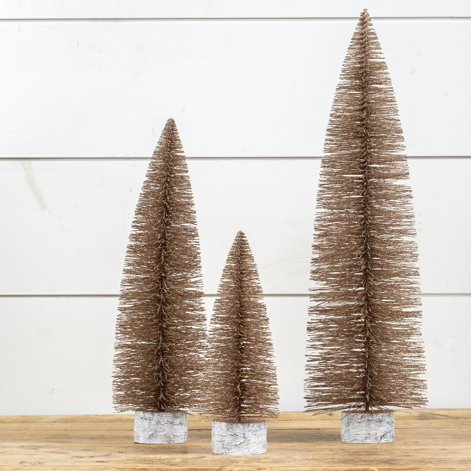 18" ROSE GOLD GLITTERED BOTTLEBRUSH TREE