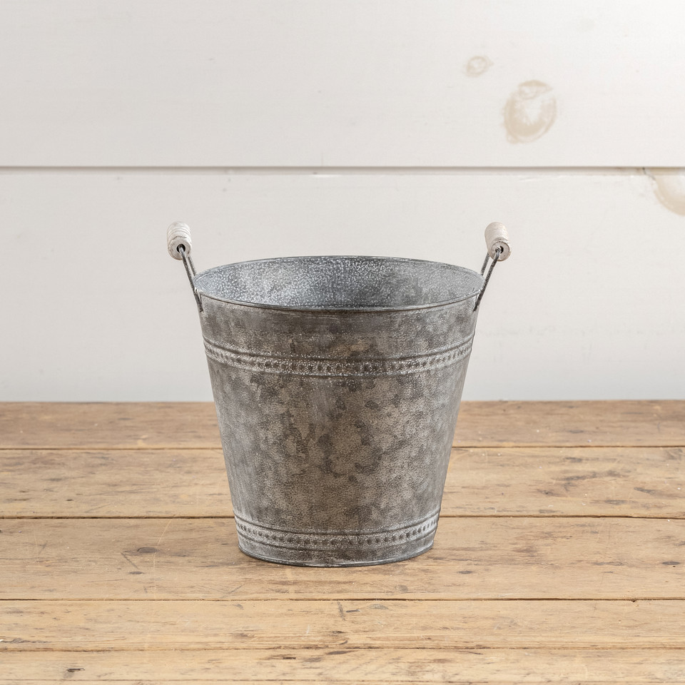 9" GALVANIZED DOUBLE HANDLE DECORATIVE PAIL