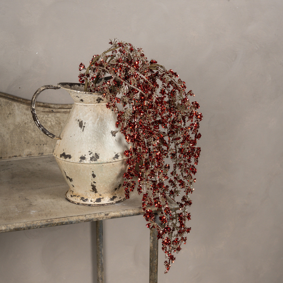 42" DRAPING RED GLITTER BUDS