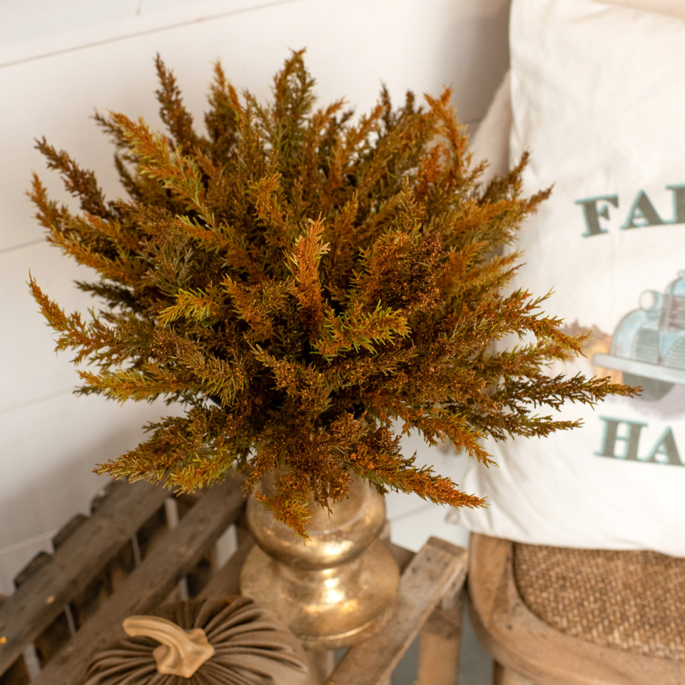 13" BROWN & GOLD PRICKLY PINE BUSH