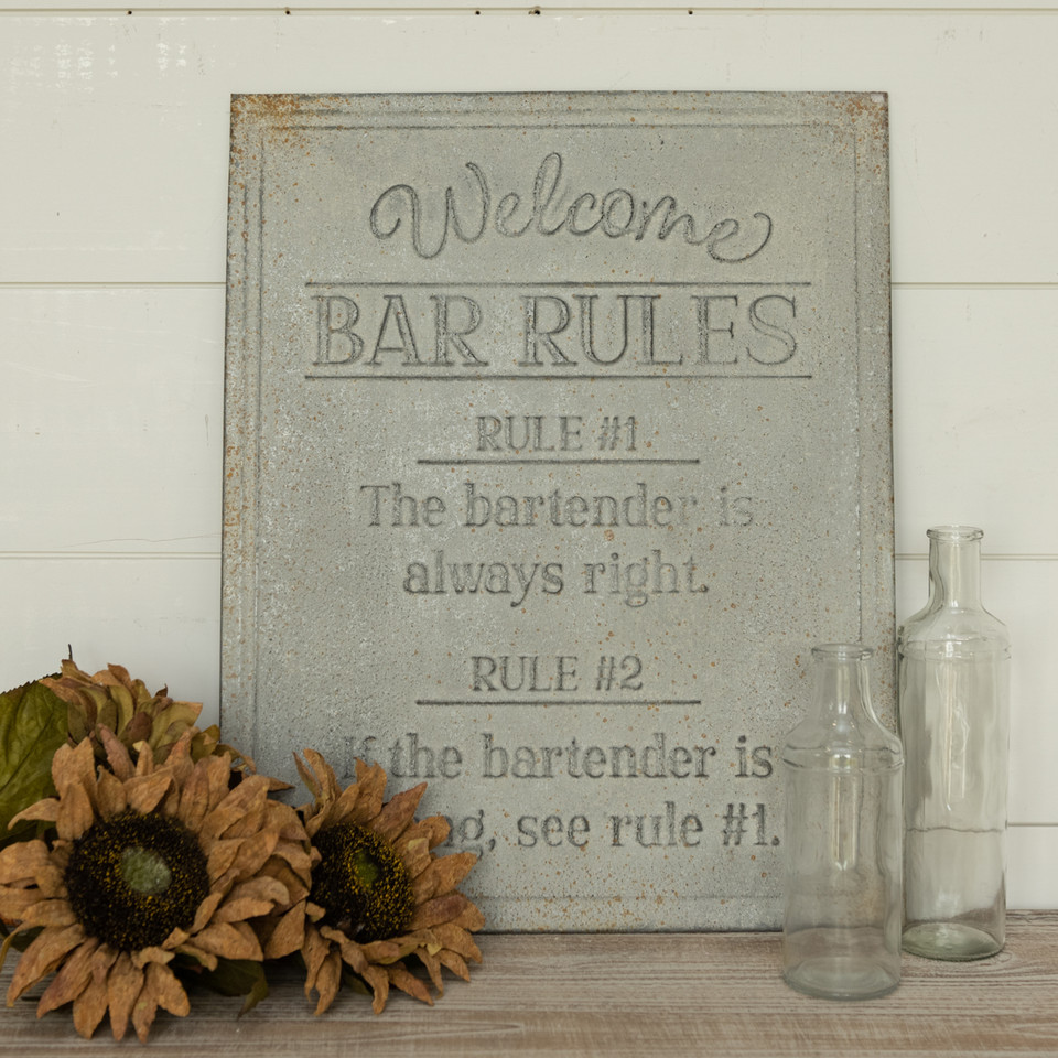 FADED METAL BAR RULES SIGN