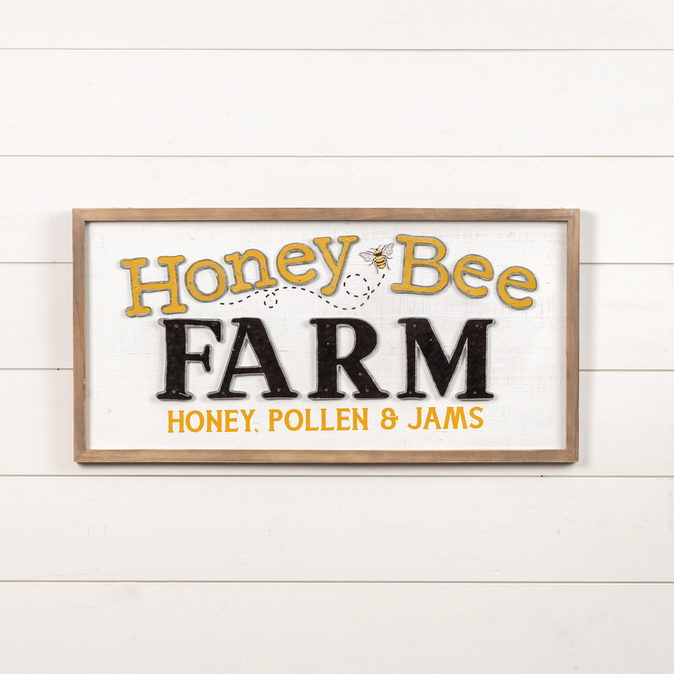 31.5" HONEY BEE FARM WOOD SIGN