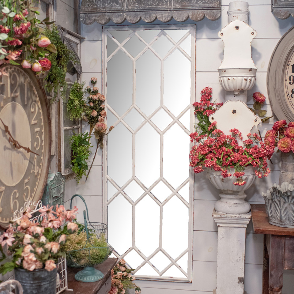 71" WHITE METAL LATTICED MIRROR*