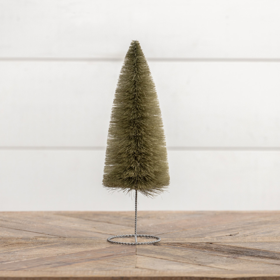 12" GREEN BOTTLEBRUSH TREE W/ WIRE BASE