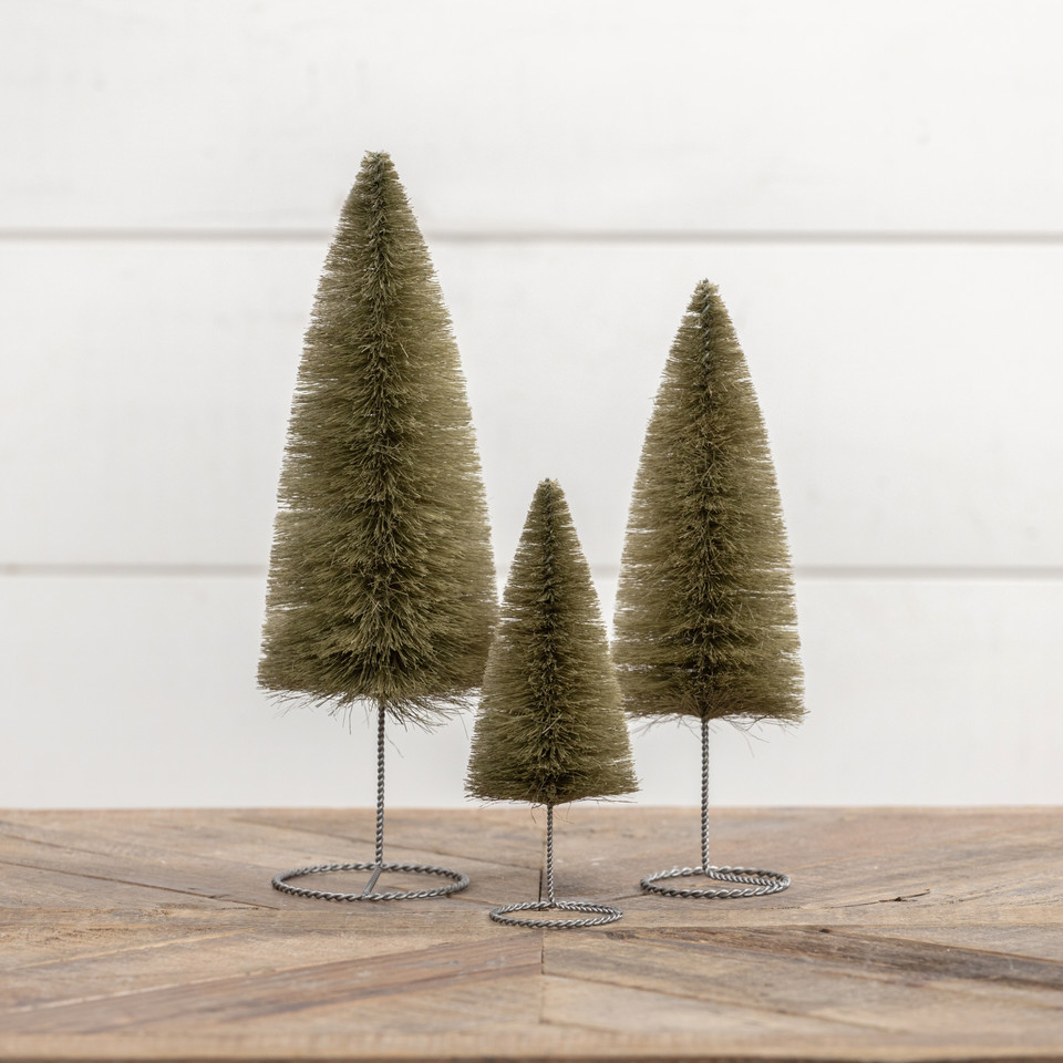 12" GREEN BOTTLEBRUSH TREE W/ WIRE BASE
