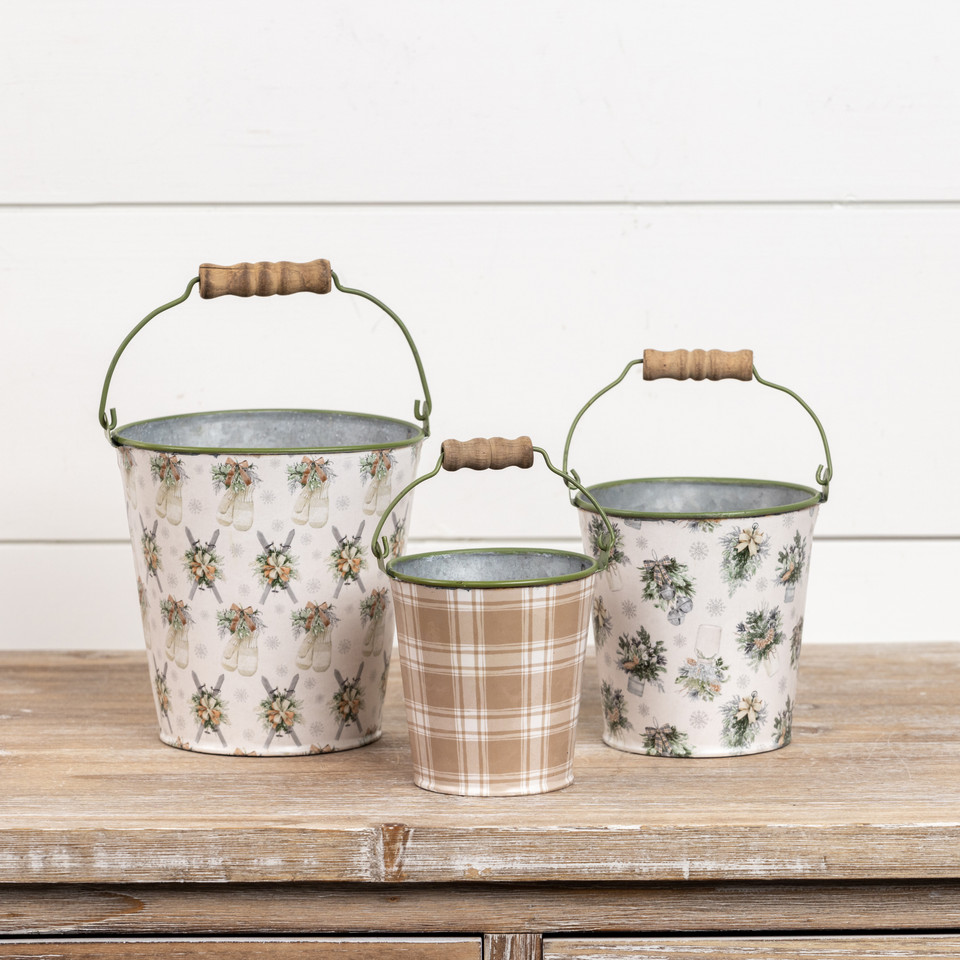 SET/ 3 SNOWY MITTENS BUCKETS