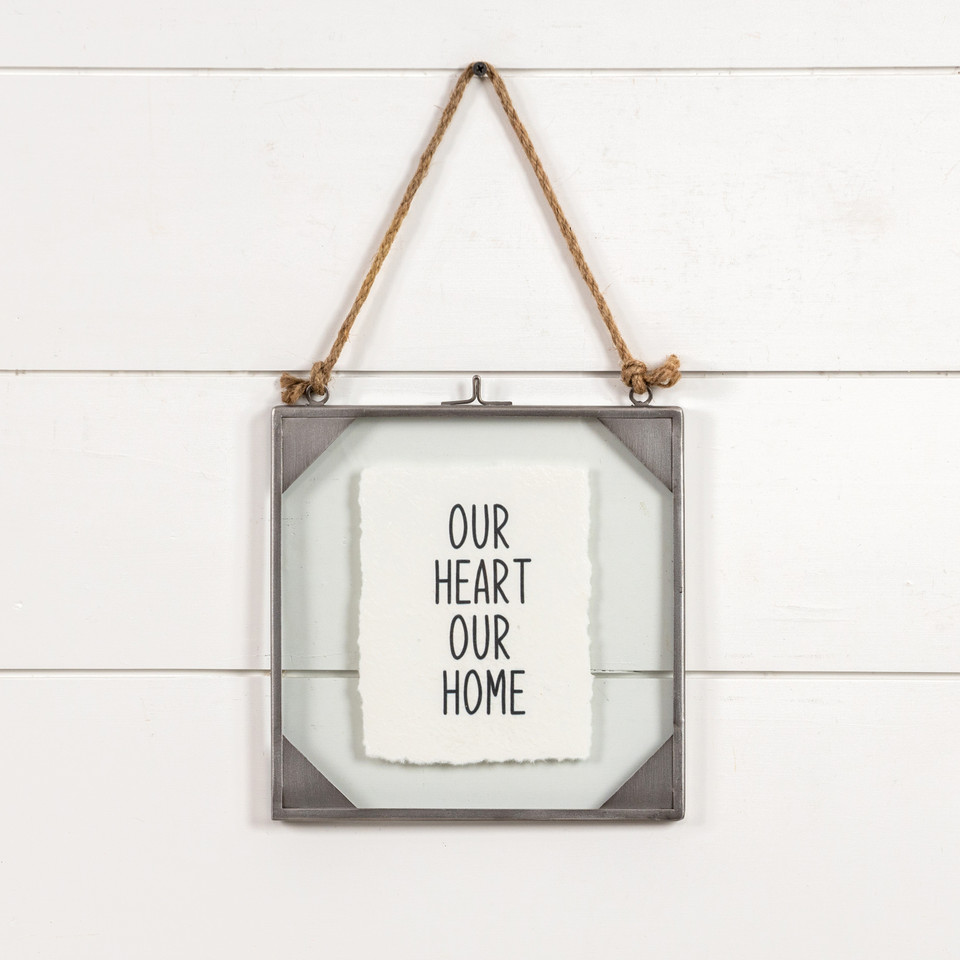OUR HEART OUR HOME HANGING SIGN