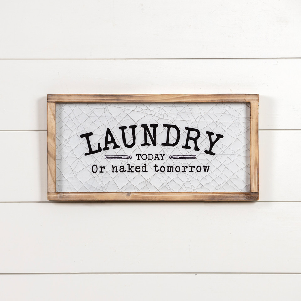 19.75" WHITE FRAMED LAUNDRY SIGN