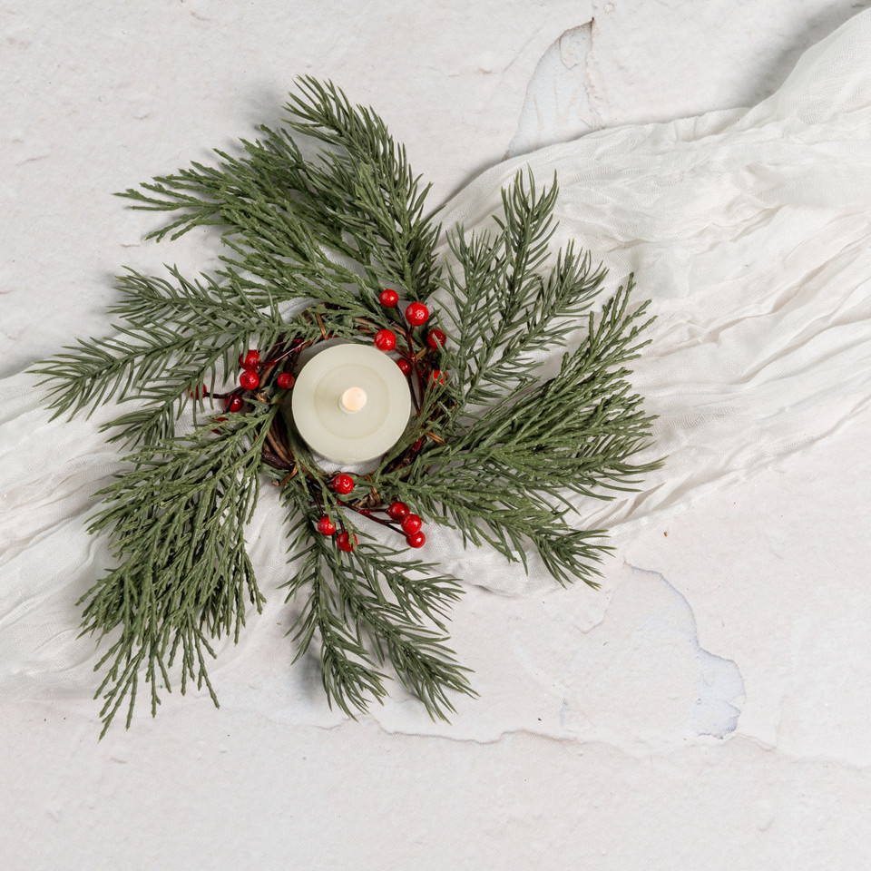 7" ANGEL PINE TAPER CANDLE RING