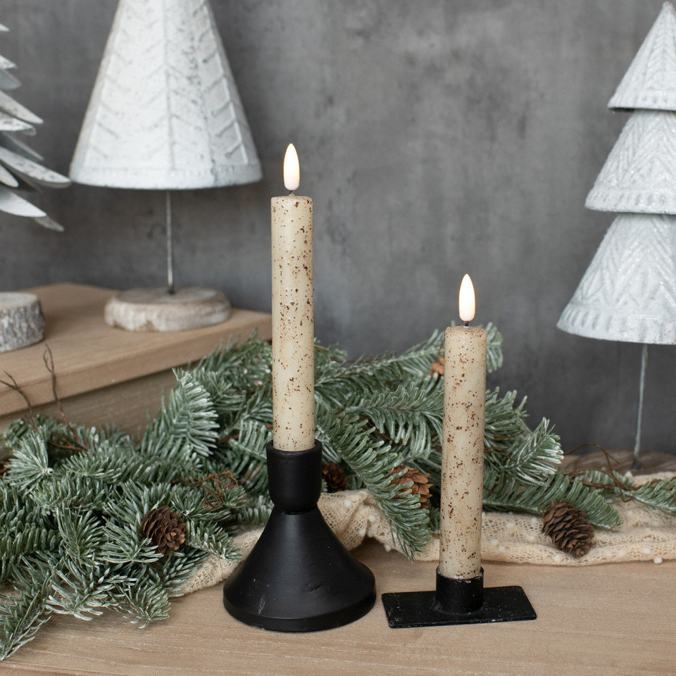 SET/ 2 - 7.25" 3D FLAME CREAM TAPER CANDLE