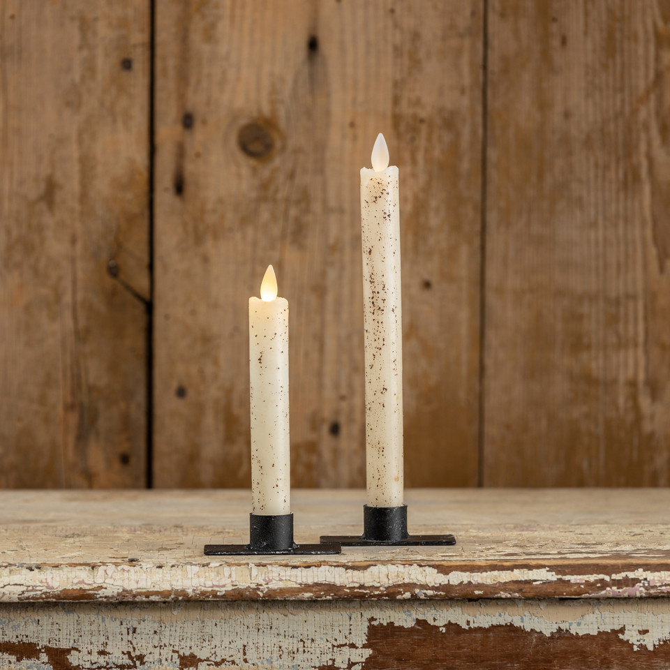 SET/ 2 - 6.75" MOVING FLAME CREAM TAPER CANDLE