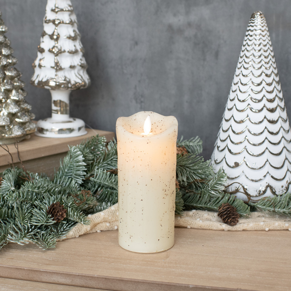 7" MOVING FLAME CREAM PILLAR CANDLE